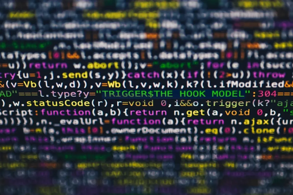 Primer plano de código JavaScript en la pantalla de un desarrollador web