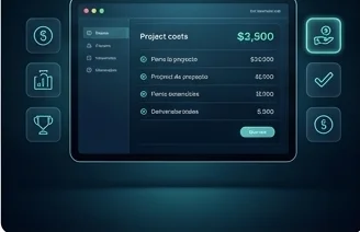 Panel de presupuesto de un proyecto web con los costes desglosados